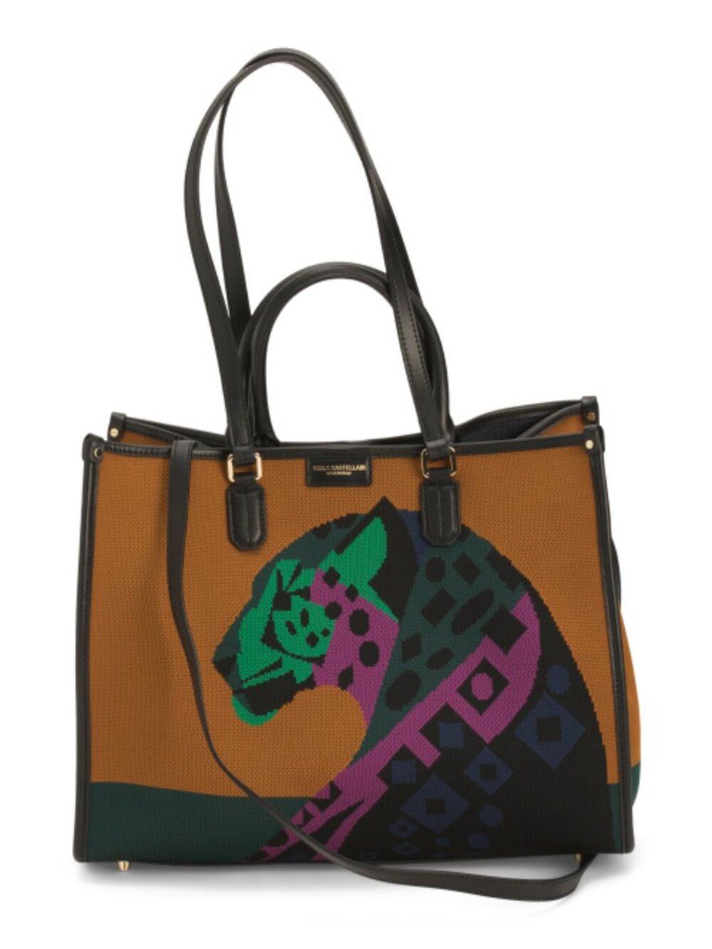 VIOLA CASTELLANI Made In Italy Crochet Tote With Leather Trim